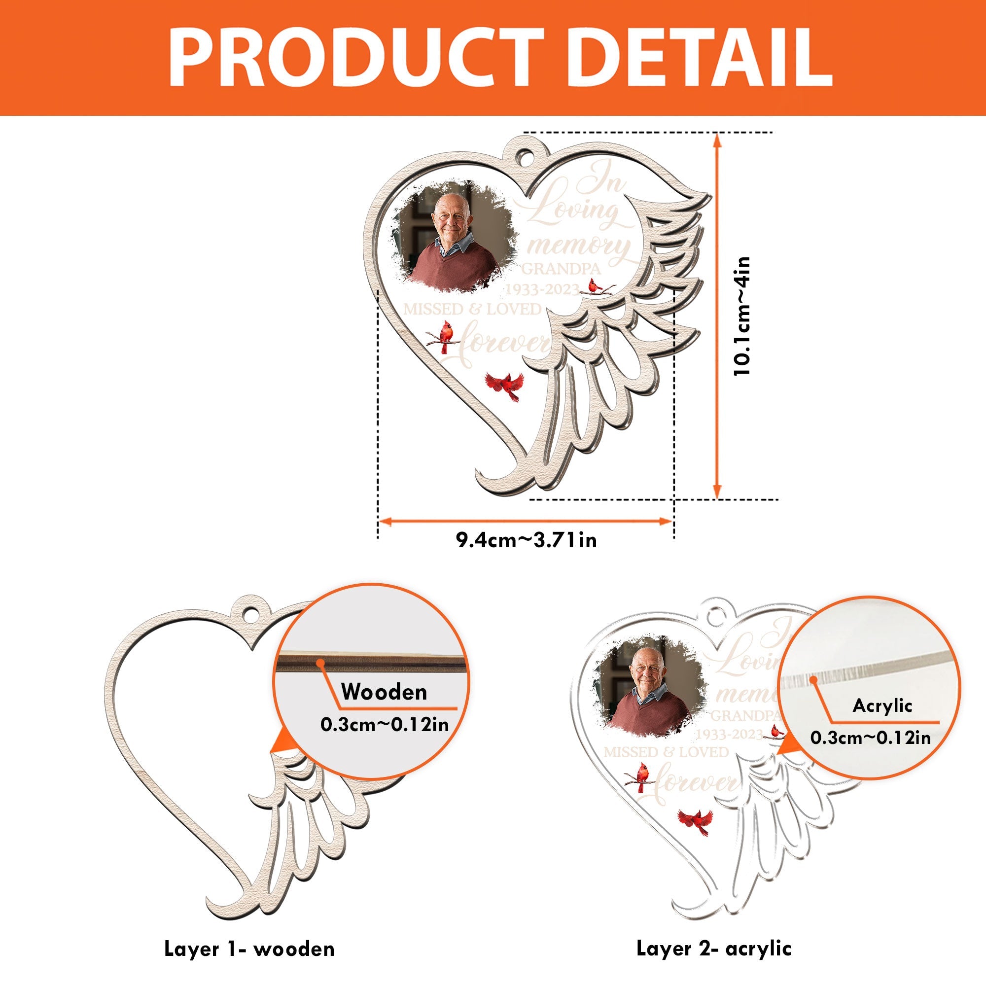 Missed And Loved Forever - Personalized Wood And Acrylic Ornament ORNA1210