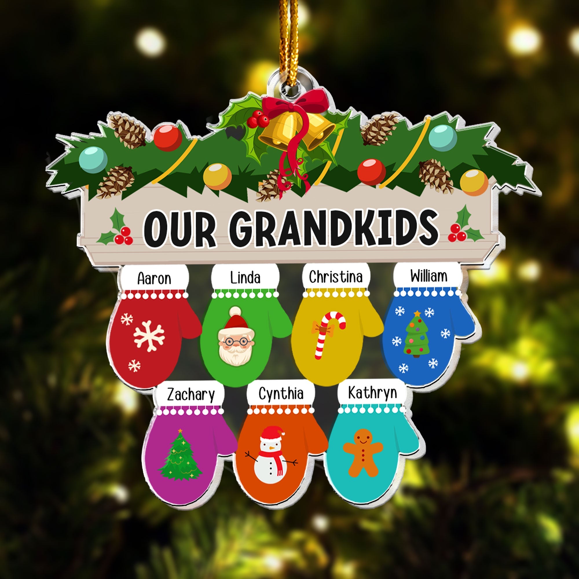 Mittens Family, Grandkids - Personalized Acrylic Ornament ORN0810
