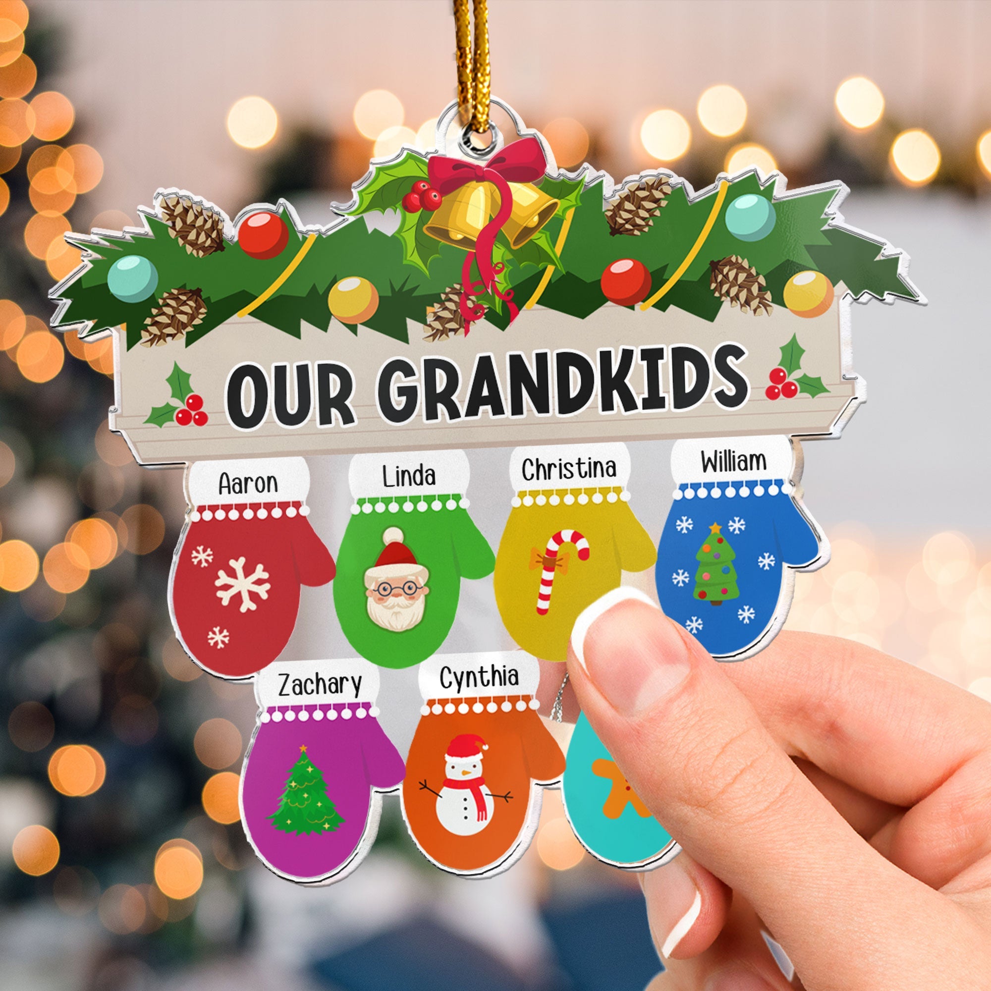 Mittens Family, Grandkids - Personalized Acrylic Ornament ORN0810