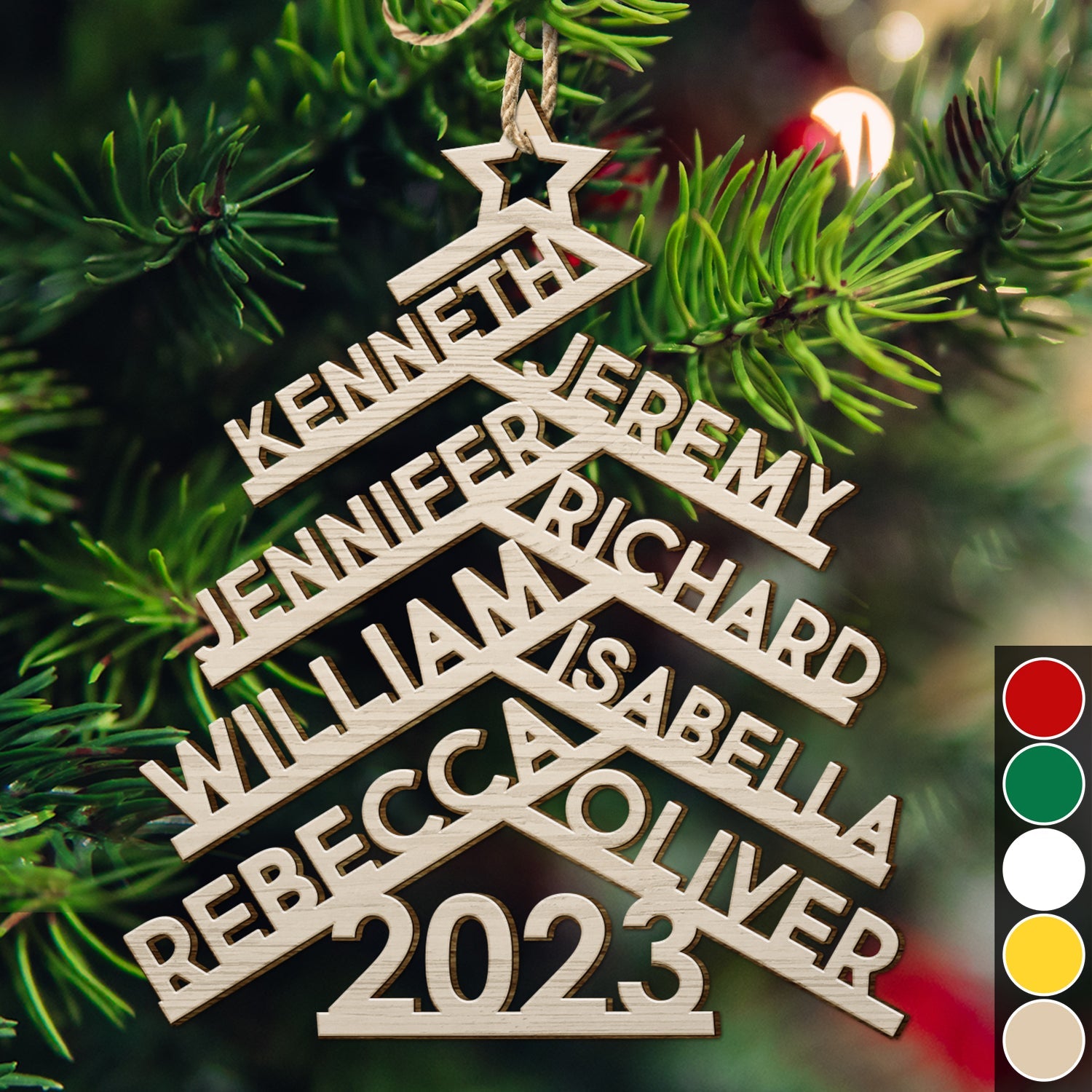 Christmas Family Names Decor - Gift For Family - Personalized Wooden Cutout Ornament ORNA1210