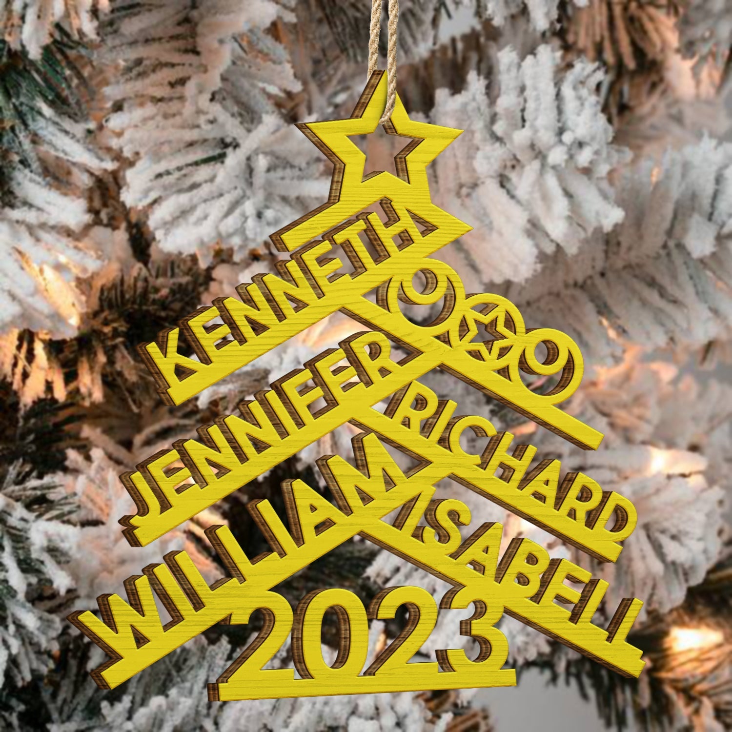 Christmas Family Names Decor - Gift For Family - Personalized Wooden Cutout Ornament ORNA1210