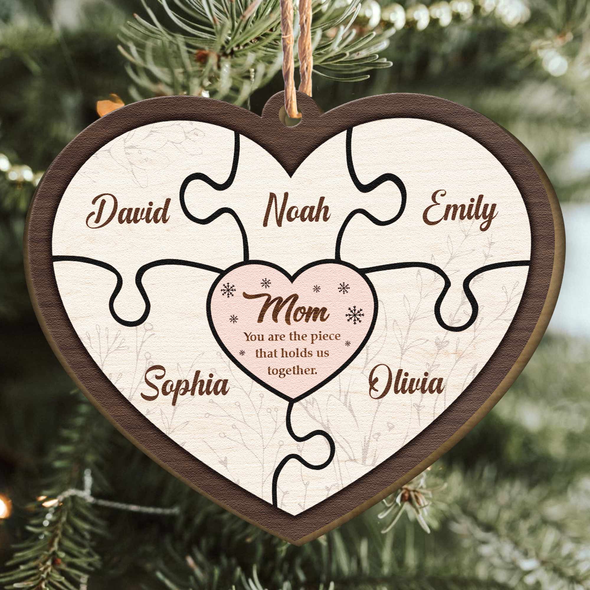 Mom Holds Us Together - Personalized Wooden Ornament ORN0810