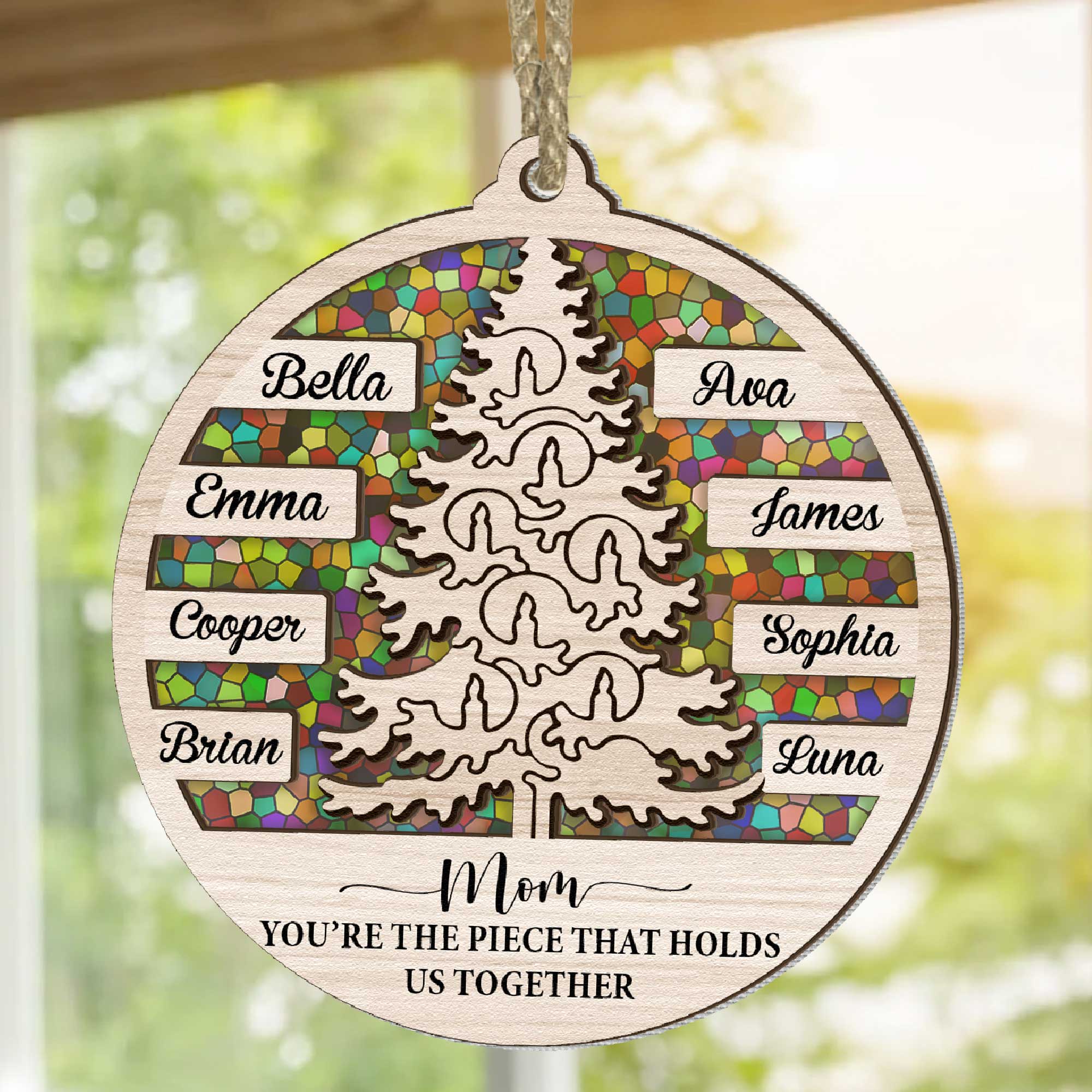 Mom Holds Us Together - Personalized Suncatcher Ornament ORN0810