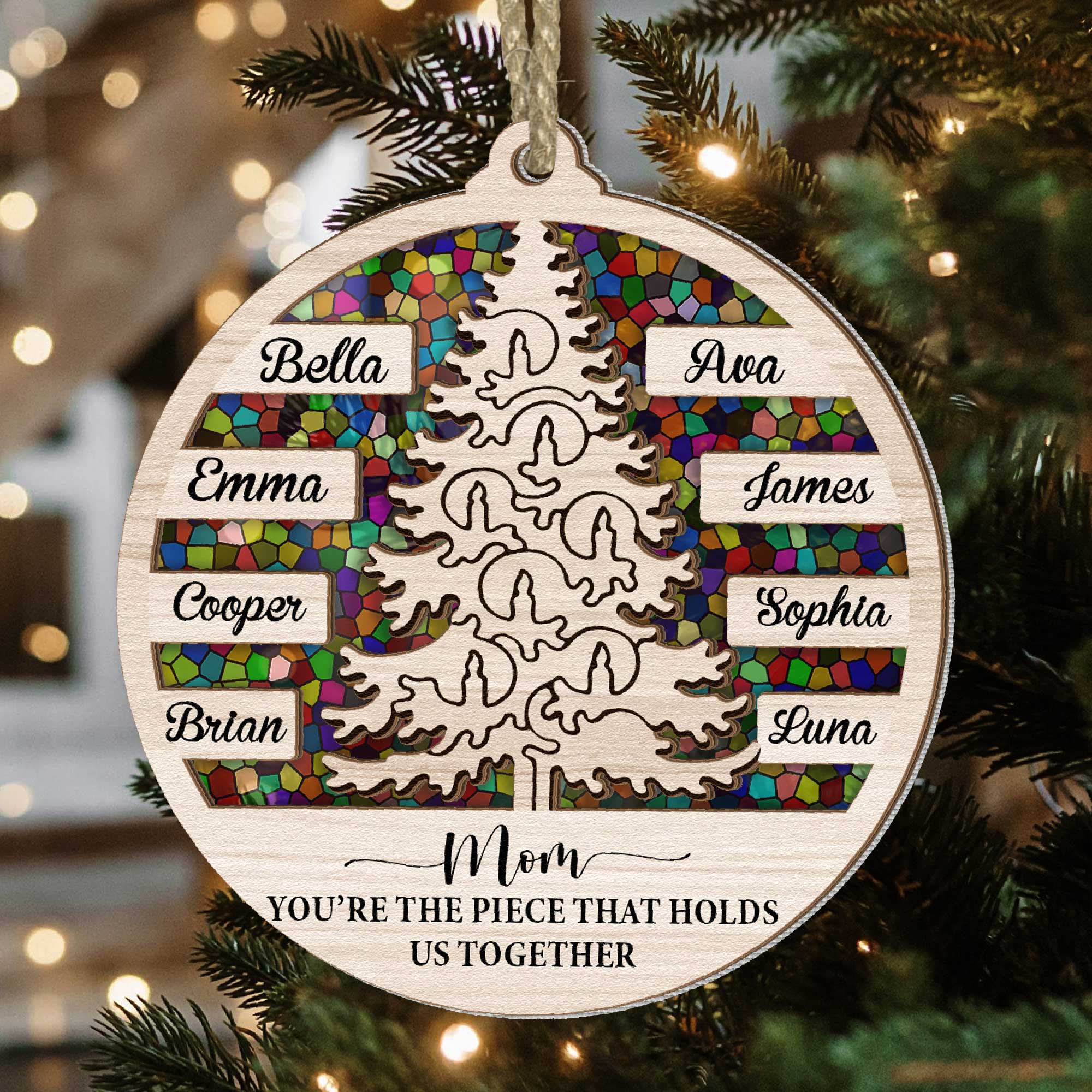 Mom Holds Us Together - Personalized Suncatcher Ornament ORN0810