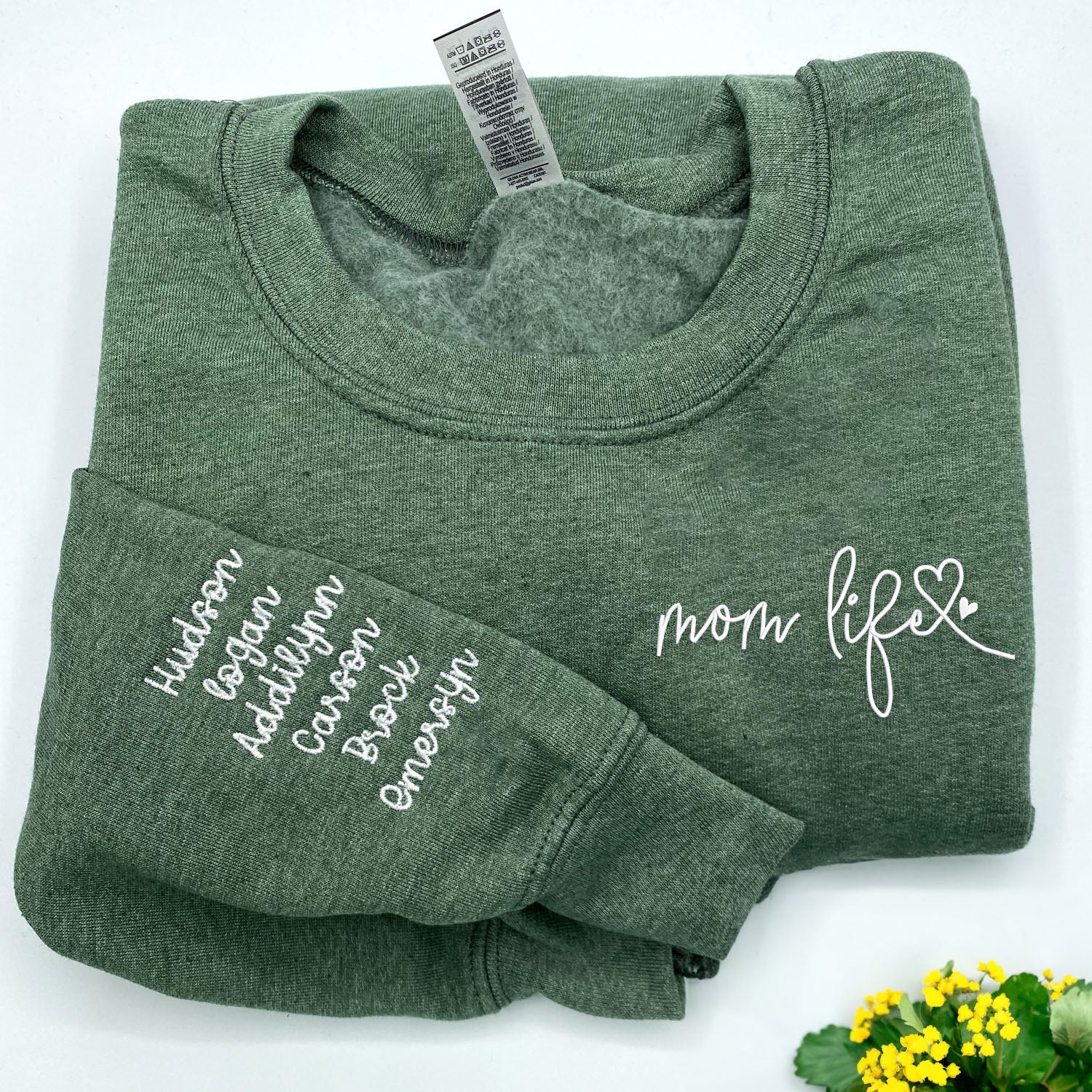 Personalized Embroidered Mom Life Sweatshirt, Perfect Gift For Mom from Kids EM1