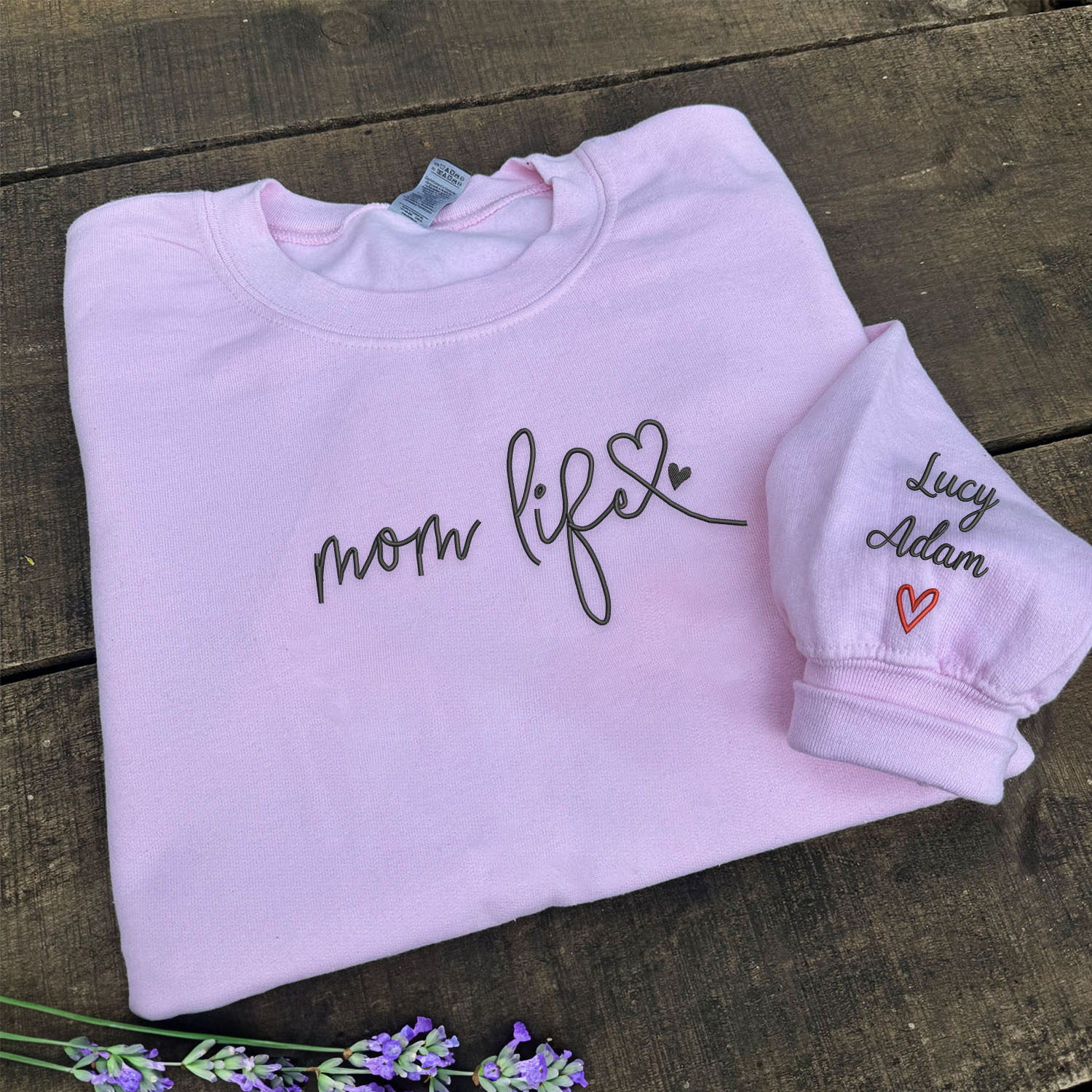Personalized Embroidered Mom Life Sweatshirt, Perfect Gift For Mom from Kids EM1