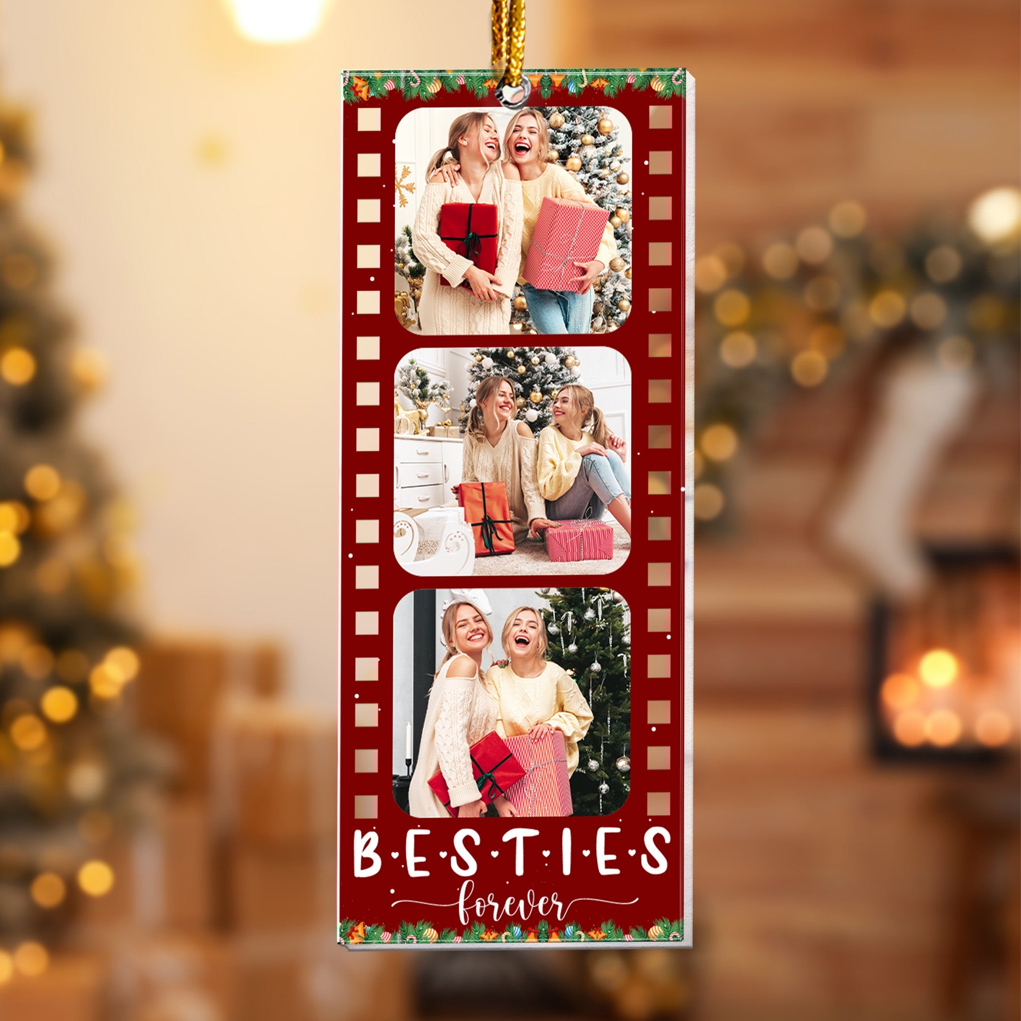 Movie Filmstrip Photo Booth Besties - Personalized Acrylic Photo Ornament ORNA1210