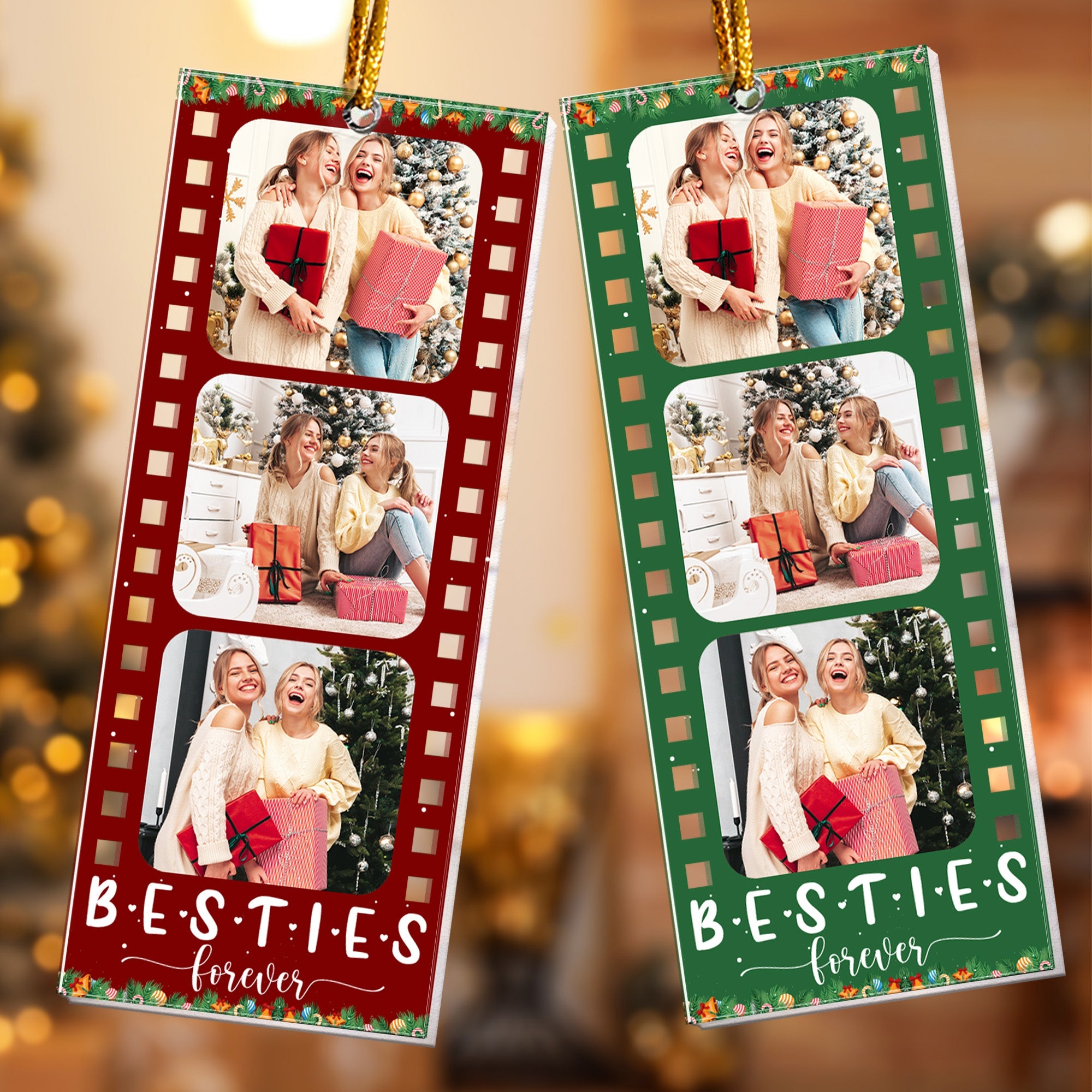 Movie Filmstrip Photo Booth Besties - Personalized Acrylic Photo Ornament ORNA1210