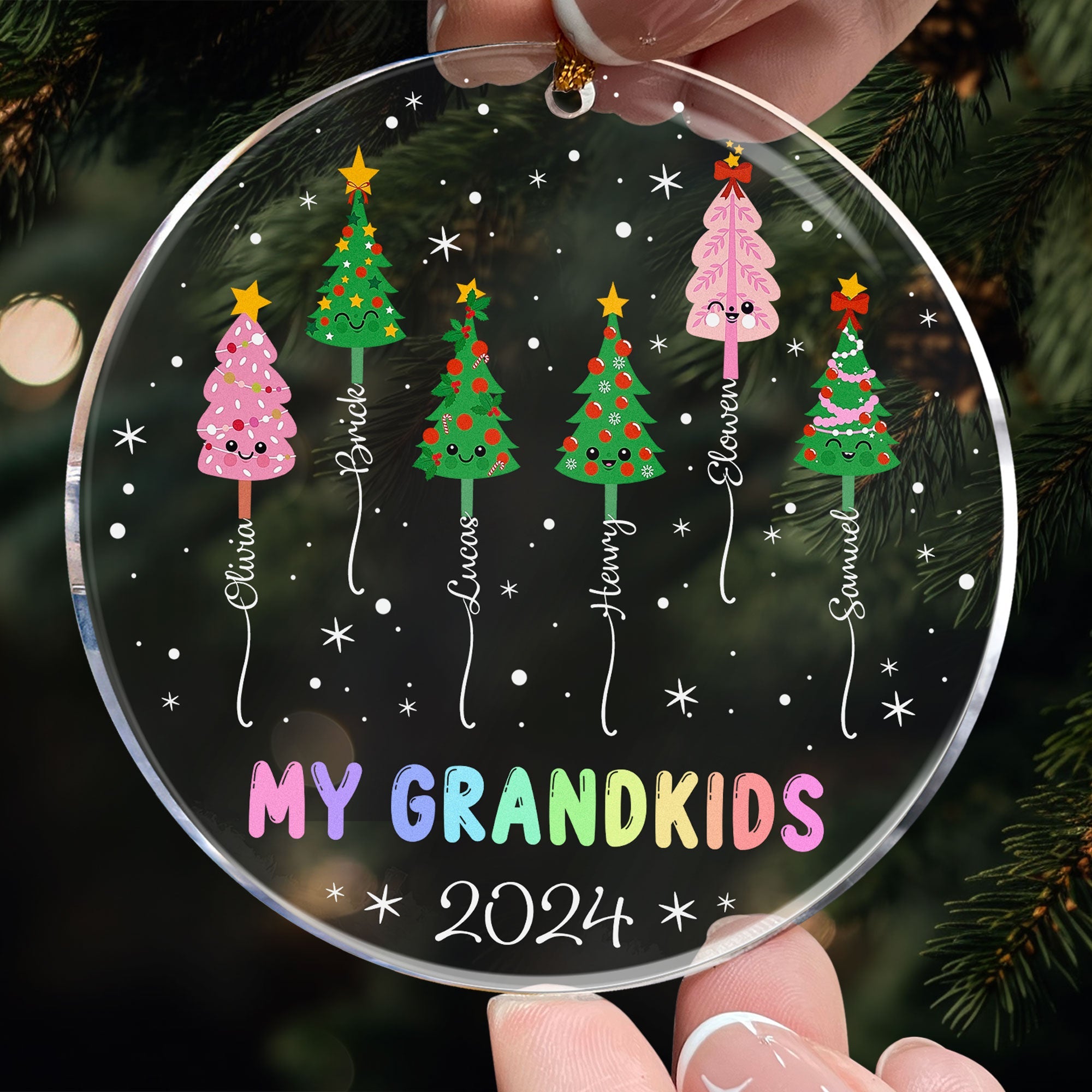 My Grandkids Christmas Tree With Names - Personalized Acrylic Ornament ORN0810