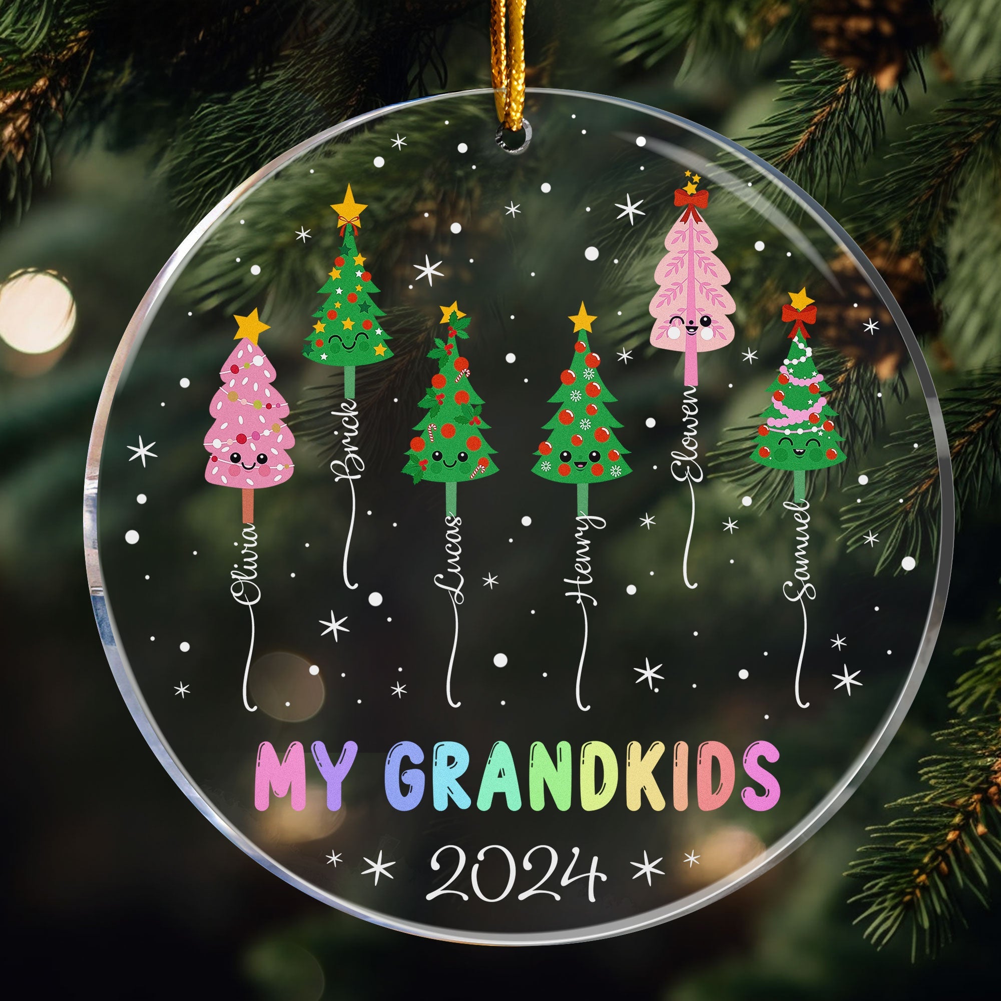 My Grandkids Christmas Tree With Names - Personalized Acrylic Ornament ORN0810