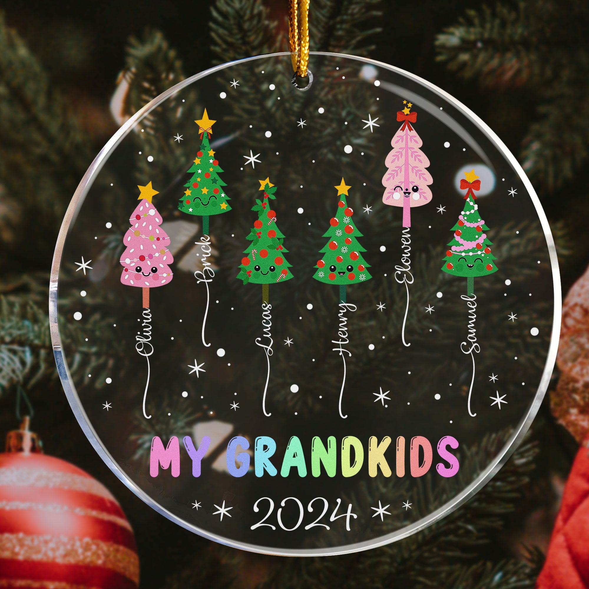 My Grandkids Christmas Tree With Names - Personalized Acrylic Ornament ORN0810