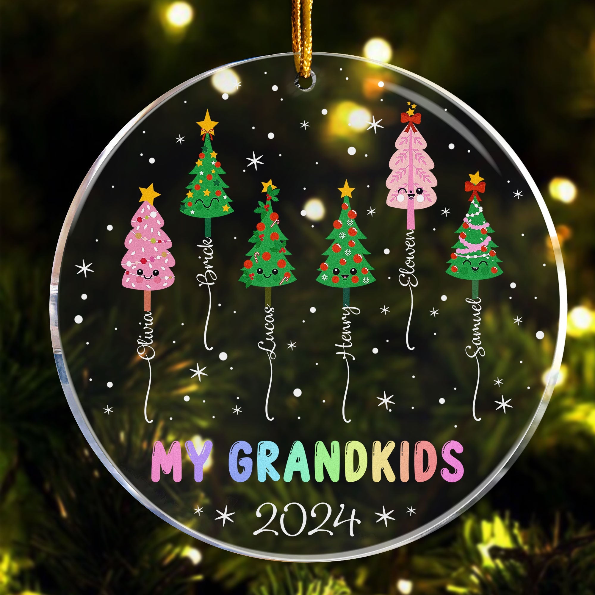 My Grandkids Christmas Tree With Names - Personalized Acrylic Ornament ORN0810