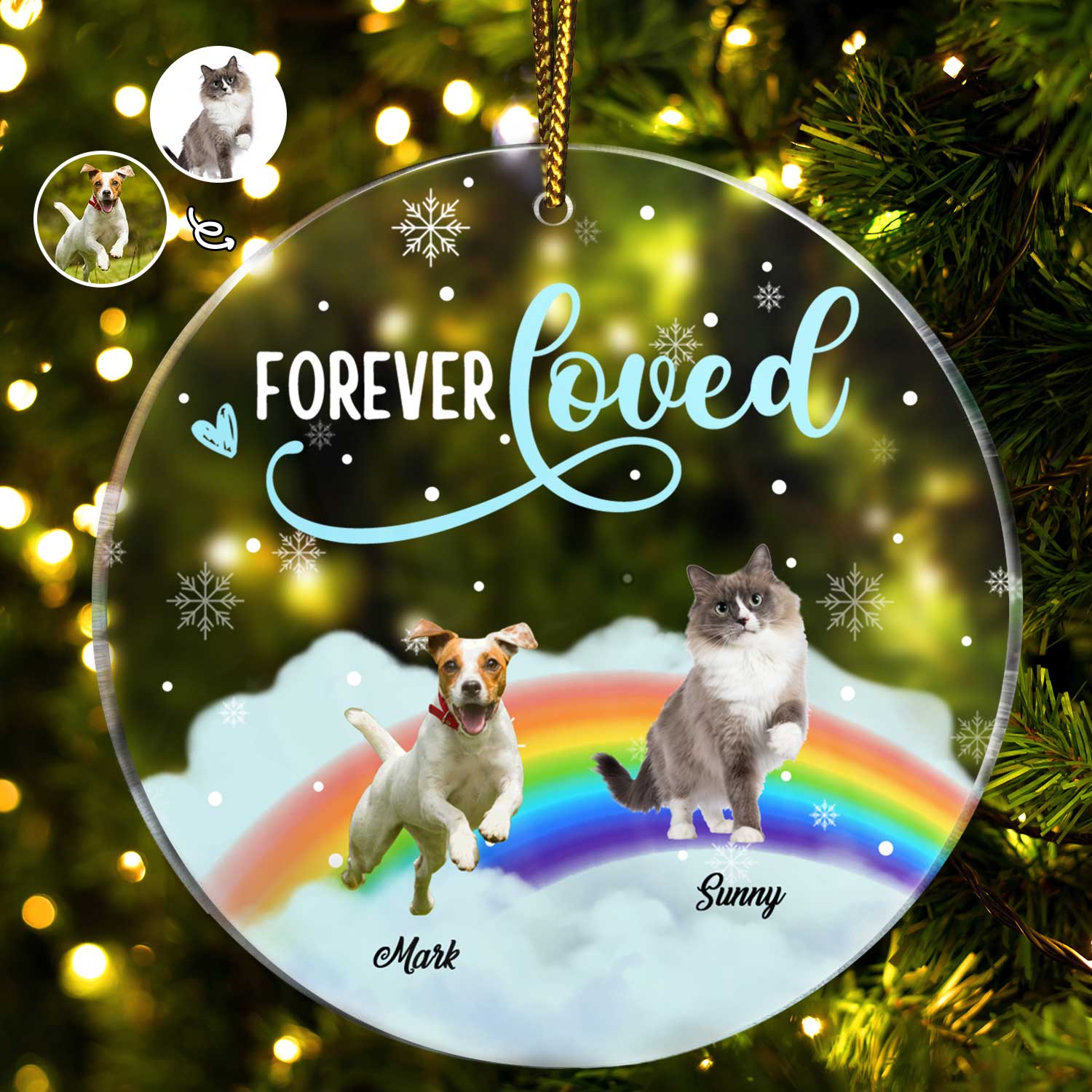 Custom Photo Forever Loved - Christmas Memorial Gift For Dog Lovers - Personalized Circle Acrylic Ornament ORNA1210