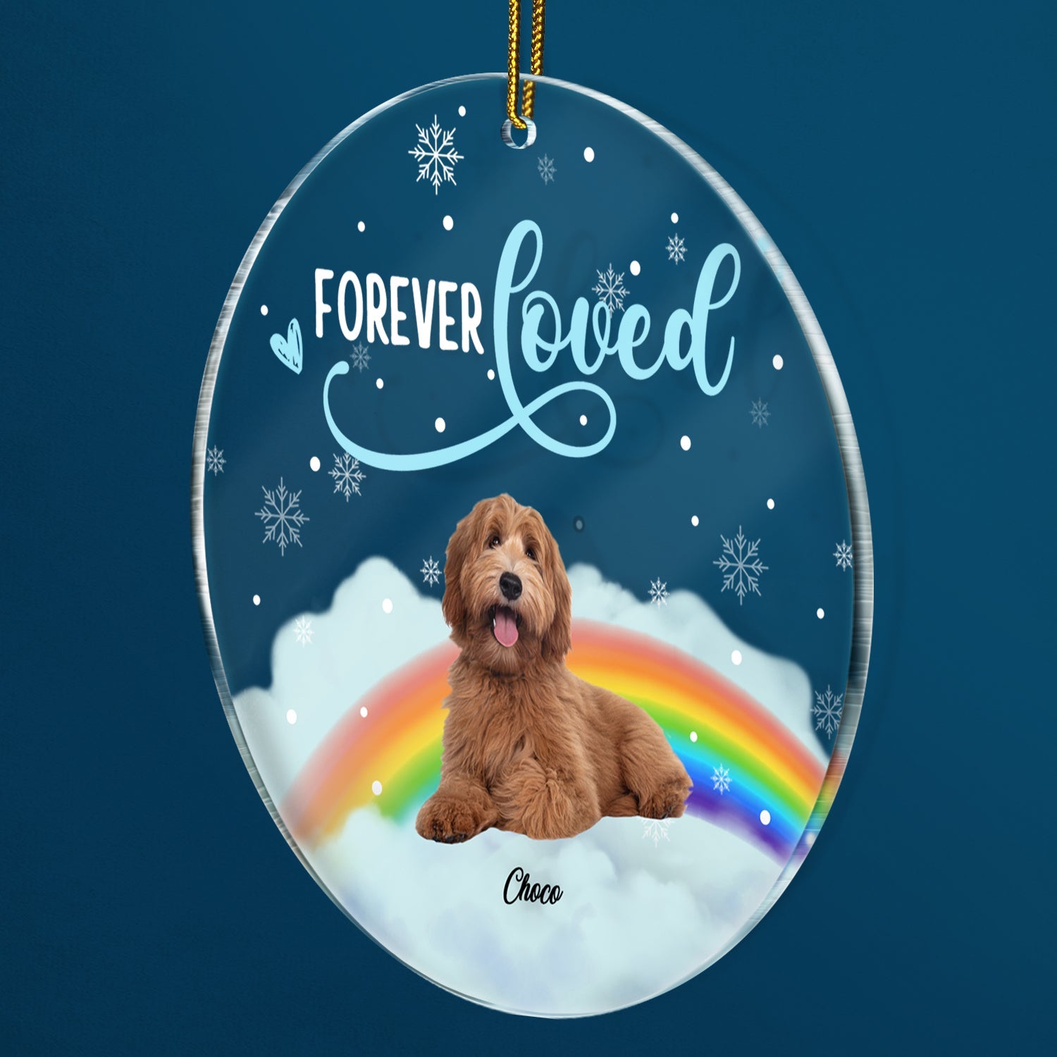 Custom Photo Forever Loved - Christmas Memorial Gift For Dog Lovers - Personalized Circle Acrylic Ornament ORNA1210