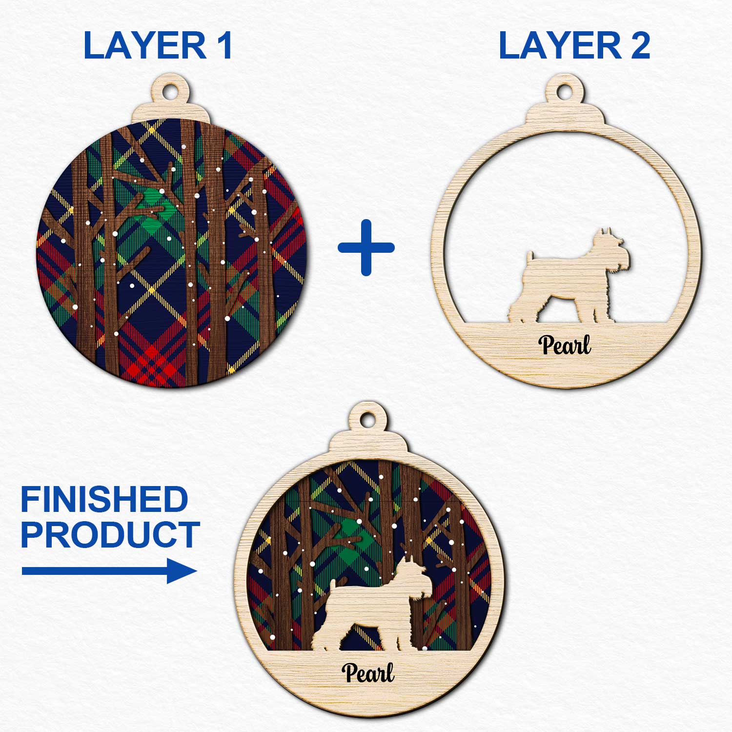 Snow Scene Plaid Wood Dog - Christmas Gift For Dog Lovers - Personalized 2-Layered Wooden Ornament ORNA1210