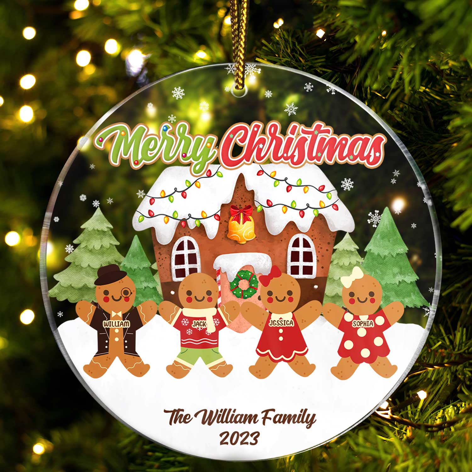 Gingerbread Cookies Family - Christmas Gift For Family - Personalized Circle Acrylic Ornament ORNA1210