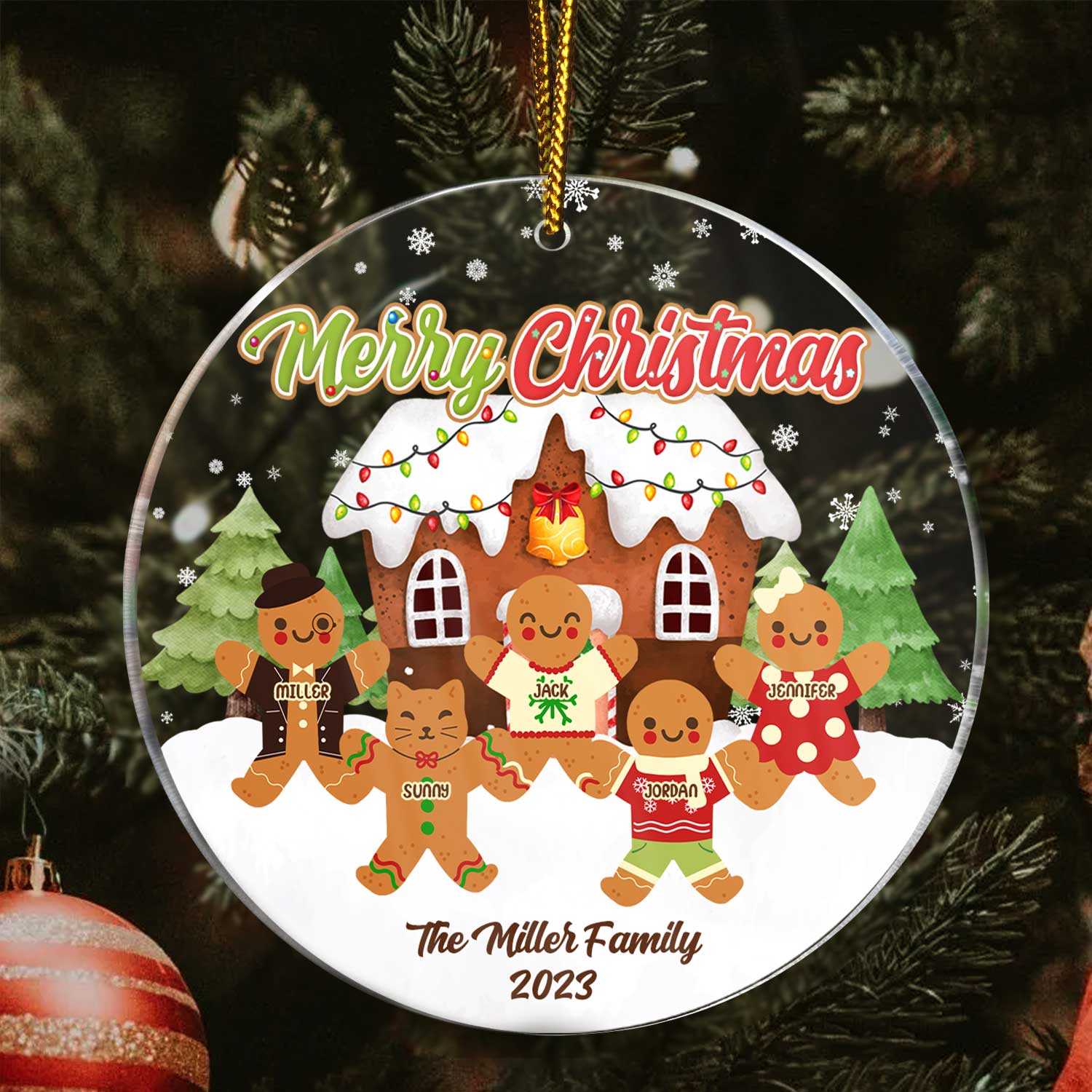 Gingerbread Cookies Family - Christmas Gift For Family - Personalized Circle Acrylic Ornament ORNA1210