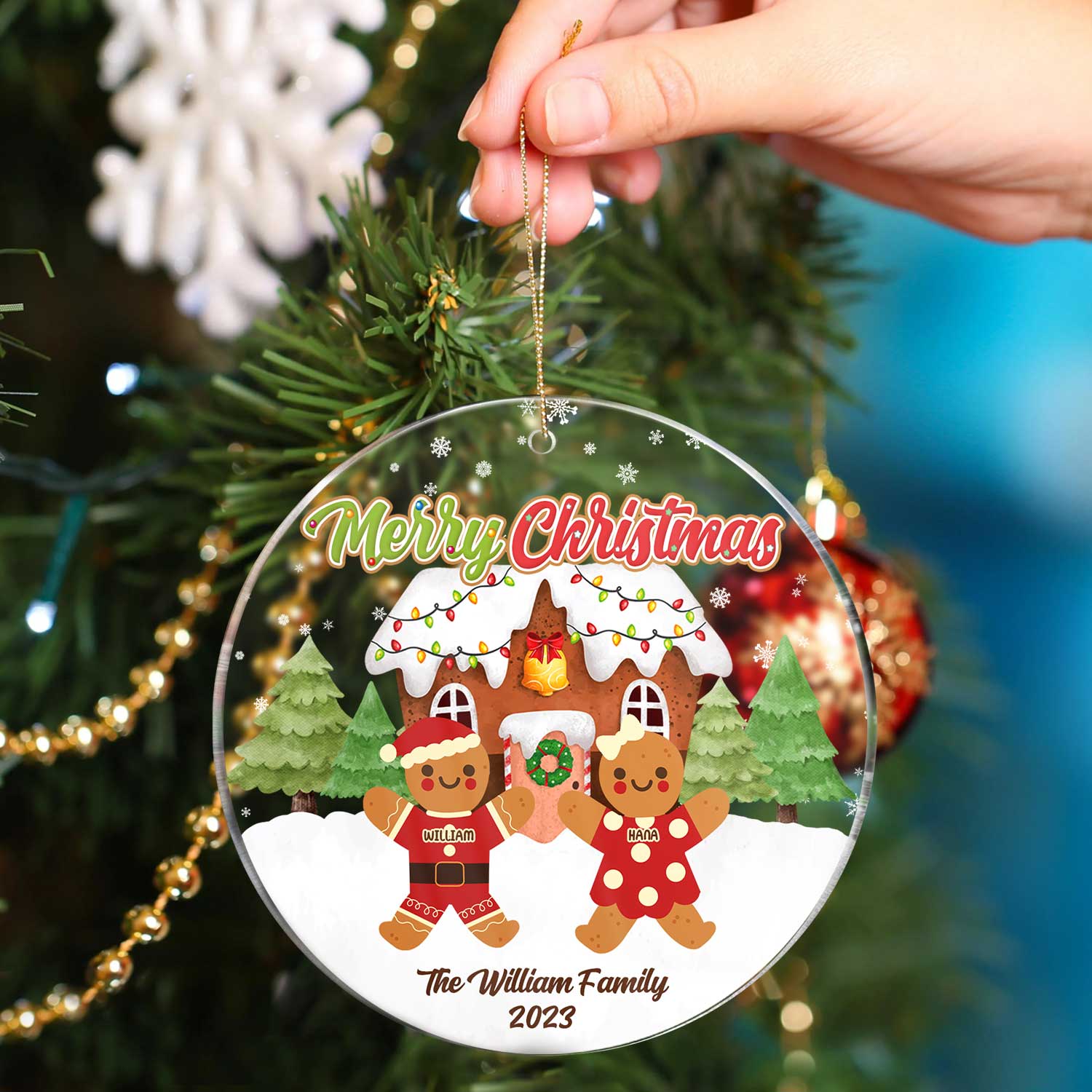Gingerbread Cookies Family - Christmas Gift For Family - Personalized Circle Acrylic Ornament ORNA1210