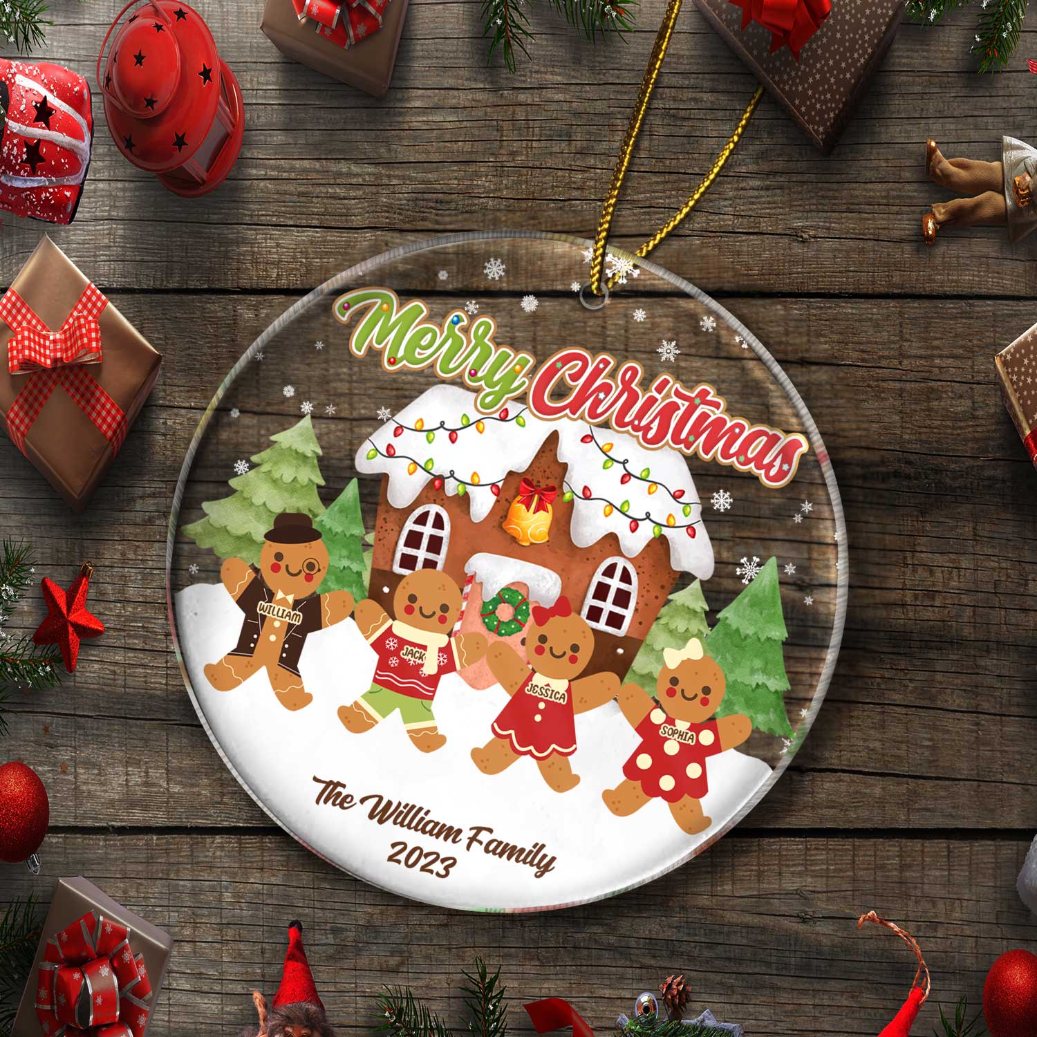 Gingerbread Cookies Family - Christmas Gift For Family - Personalized Circle Acrylic Ornament ORNA1210