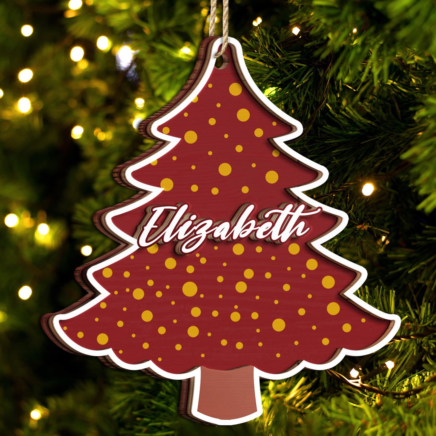 Christmas Tree Family Name - Gift For Family - Personalized 2-Layered Wooden Ornament ORNA1210