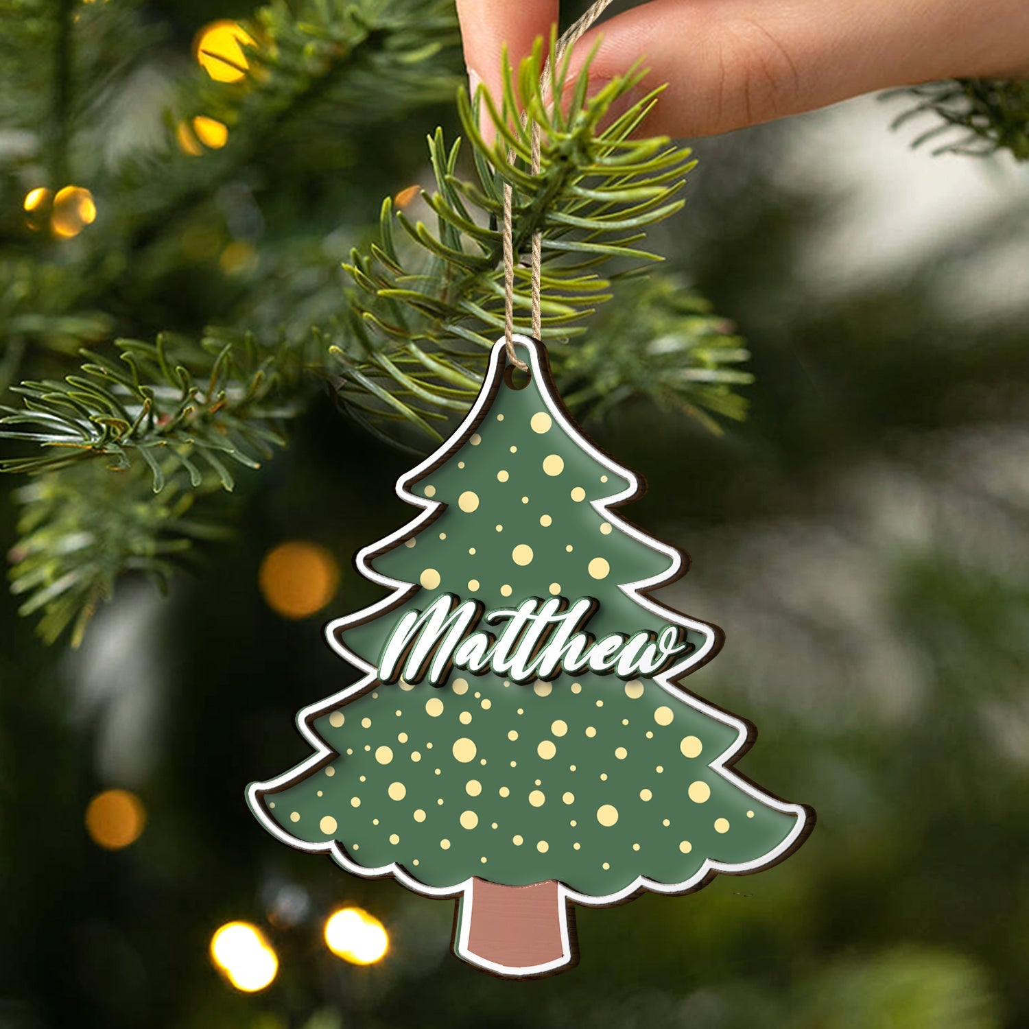 Christmas Tree Family Name - Gift For Family - Personalized 2-Layered Wooden Ornament ORNA1210