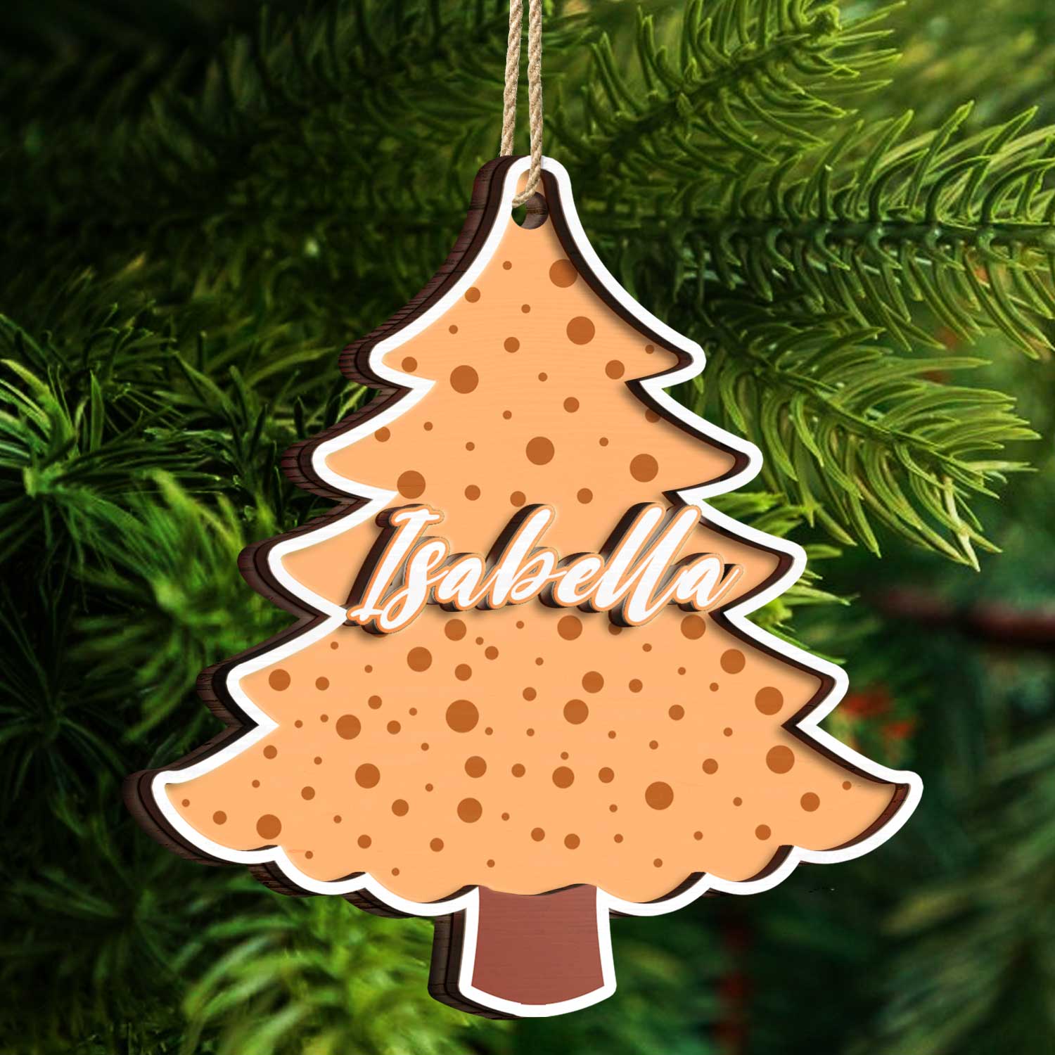 Christmas Tree Family Name - Gift For Family - Personalized 2-Layered Wooden Ornament ORNA1210