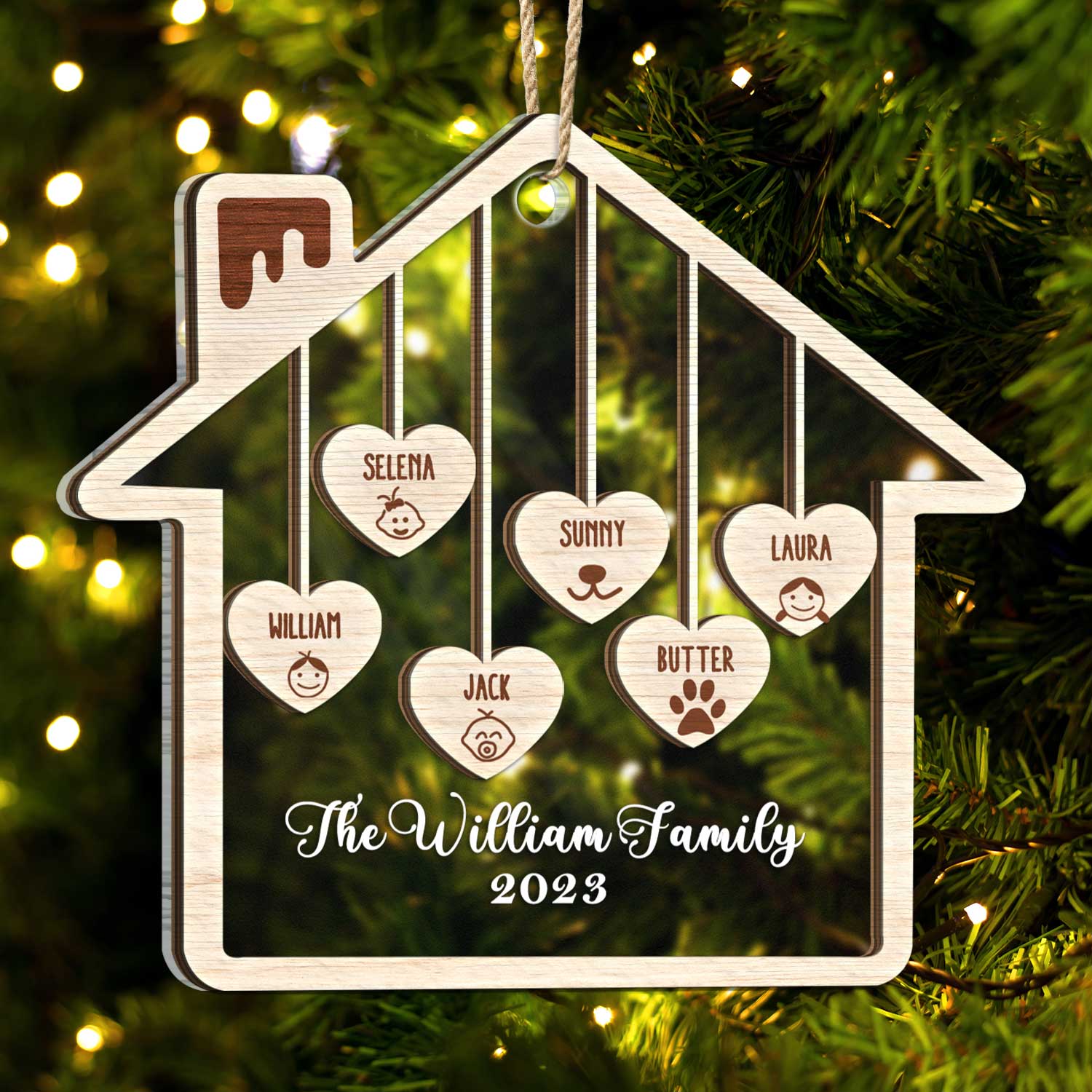 Love House - Christmas Gift For Family - Personalized 2-Layered Mix Ornament ORNA1210