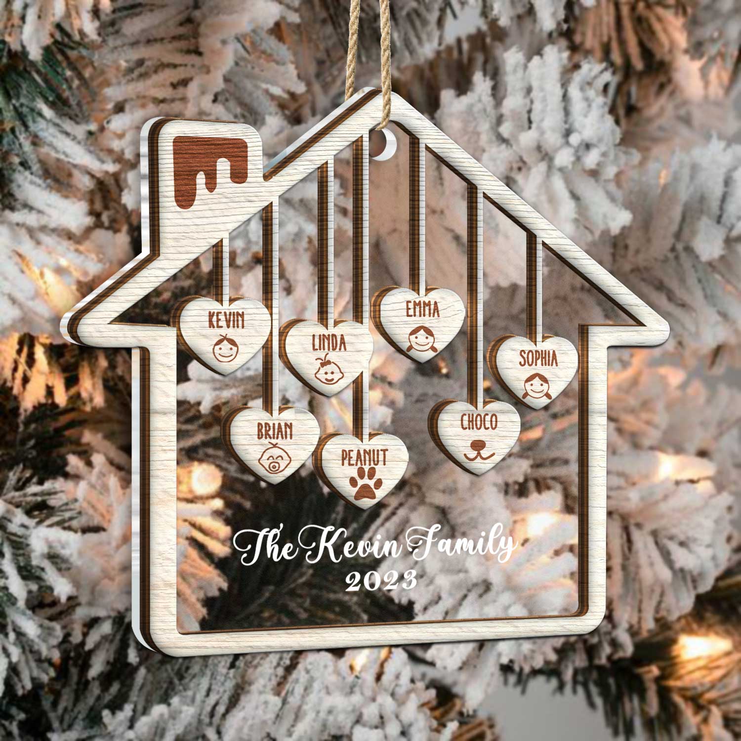 Love House - Christmas Gift For Family - Personalized 2-Layered Mix Ornament ORNA1210