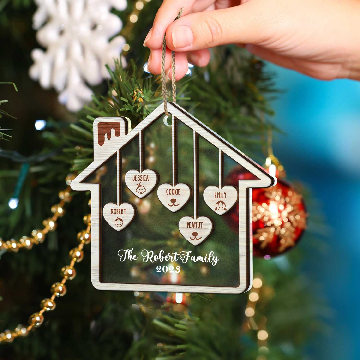 Love House - Christmas Gift For Family - Personalized 2-Layered Mix Ornament ORNA1210
