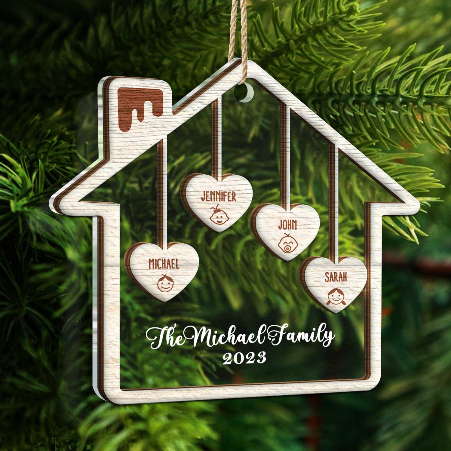 Love House - Christmas Gift For Family - Personalized 2-Layered Mix Ornament ORNA1210