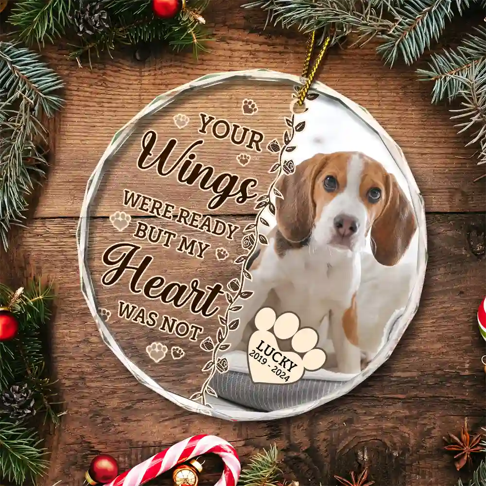 Custom Photo Memorial Christmas Forever In My Heart - Personalized Circle Glass Ornament ORNA1210