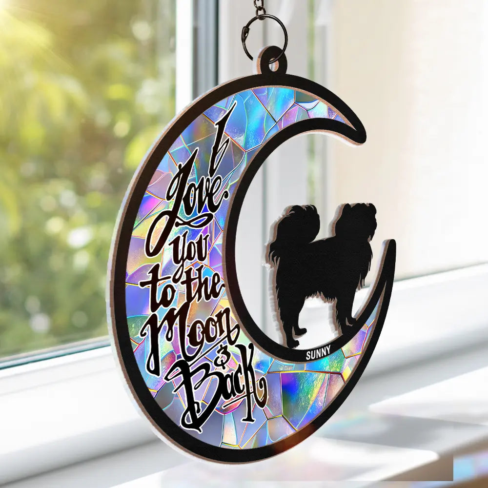 I Love You To The Moon And Back Dog Lover - Personalized Window Hanging Suncatcher Ornament ORNA1210