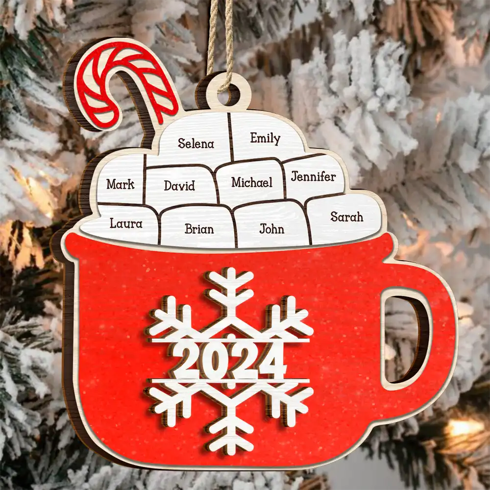 Christmas Hot Cocoa Family Names - Personalized 2-Layered Wooden Ornament ORNA1210