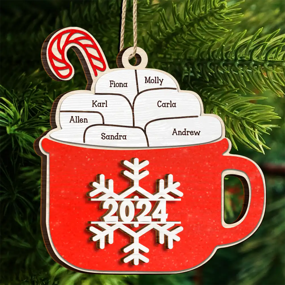 Christmas Hot Cocoa Family Names - Personalized 2-Layered Wooden Ornament ORNA1210