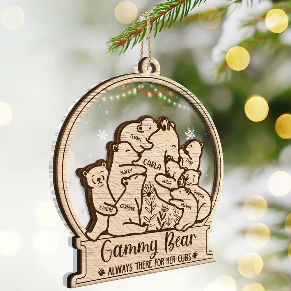 Mama Bear Always There For Her Cubs - Personalized 2-Layered Mix Ornament ORNA1210
