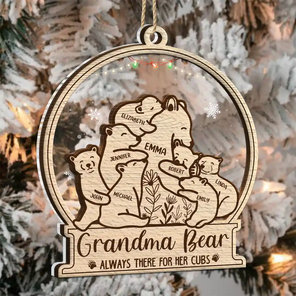 Mama Bear Always There For Her Cubs - Personalized 2-Layered Mix Ornament ORNA1210