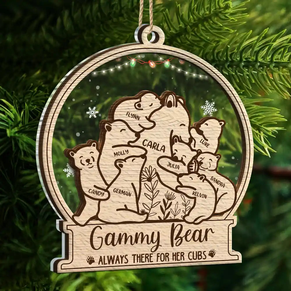 Mama Bear Always There For Her Cubs - Personalized 2-Layered Mix Ornament ORNA1210