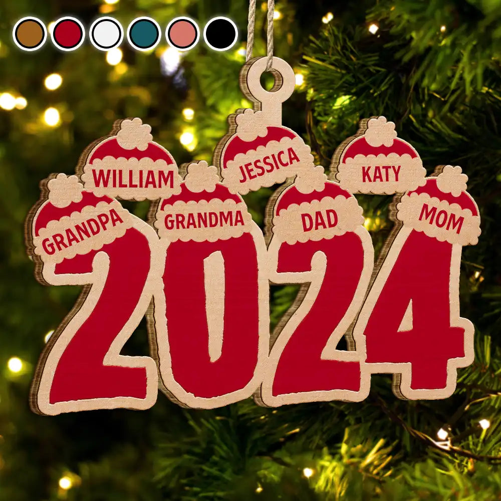 Christmas Santa Hats - Personalized Wooden Cutout Ornament ORNA1210