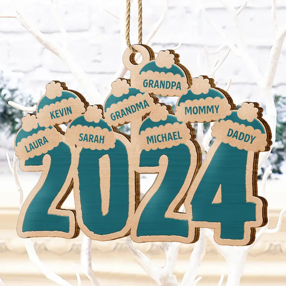 Christmas Santa Hats - Personalized Wooden Cutout Ornament ORNA1210