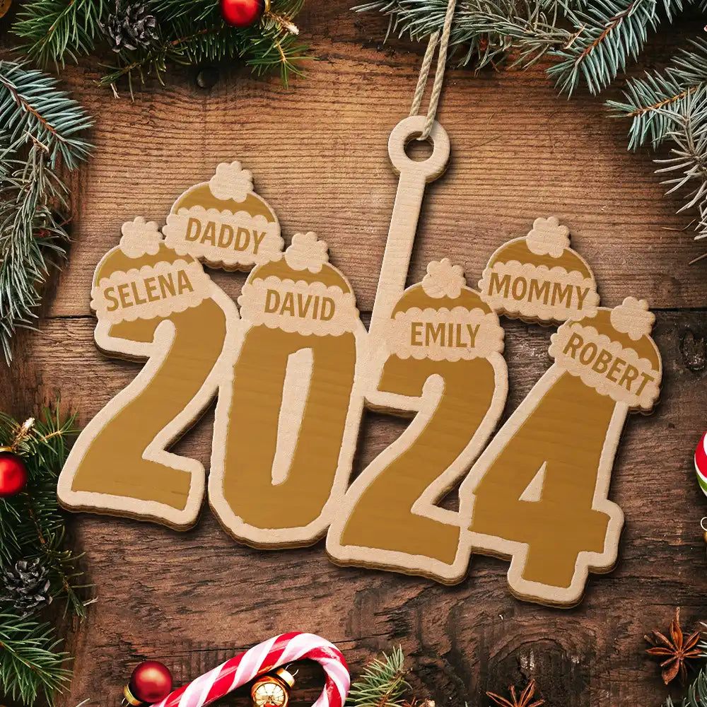 Christmas Santa Hats - Personalized Wooden Cutout Ornament ORNA1210