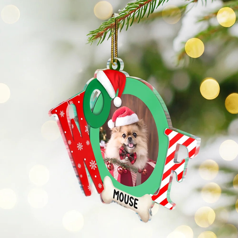 Custom Photo Dog I Woof You A Merry Christmas - Personalized Custom Shaped Acrylic Ornament ORNA1210