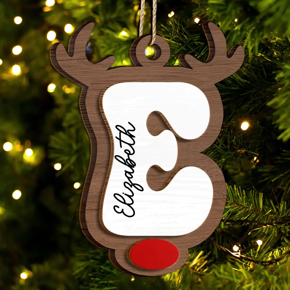 Reindeer Alphabet Christmas - Personalized 2-Layered Wooden Ornament ORNA1210