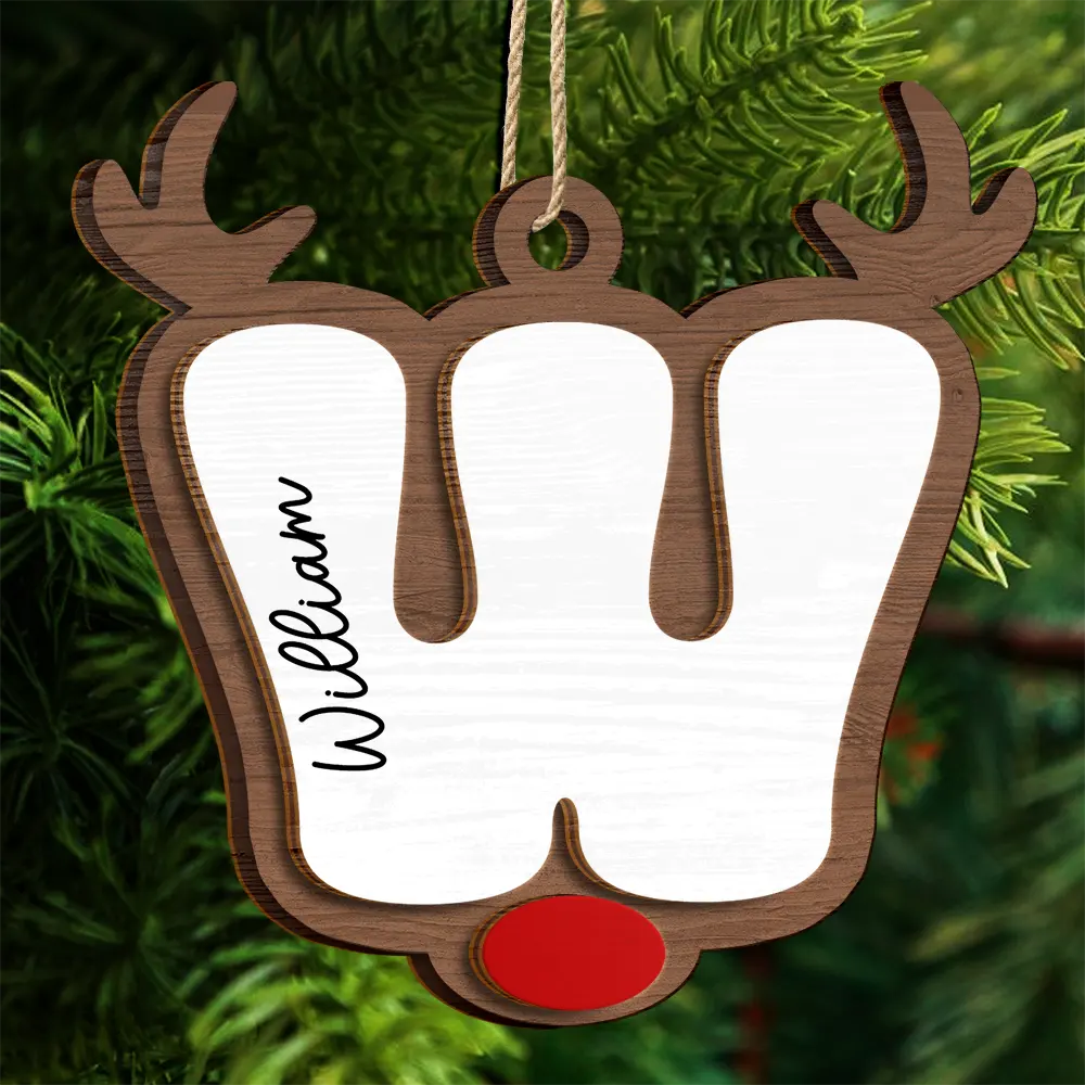 Reindeer Alphabet Christmas - Personalized 2-Layered Wooden Ornament ORNA1210