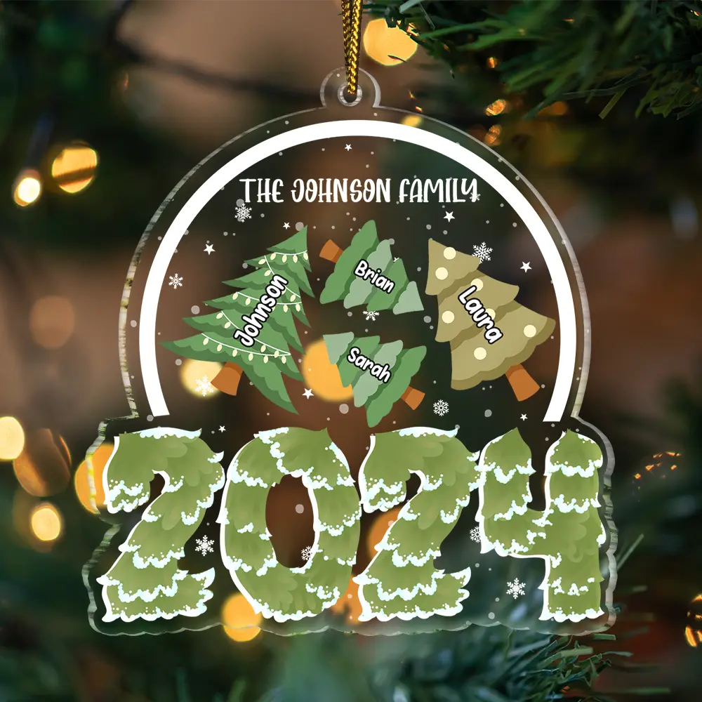 Family Christmas Tree - Personalized Custom Shaped Acrylic Ornament ORNA1210