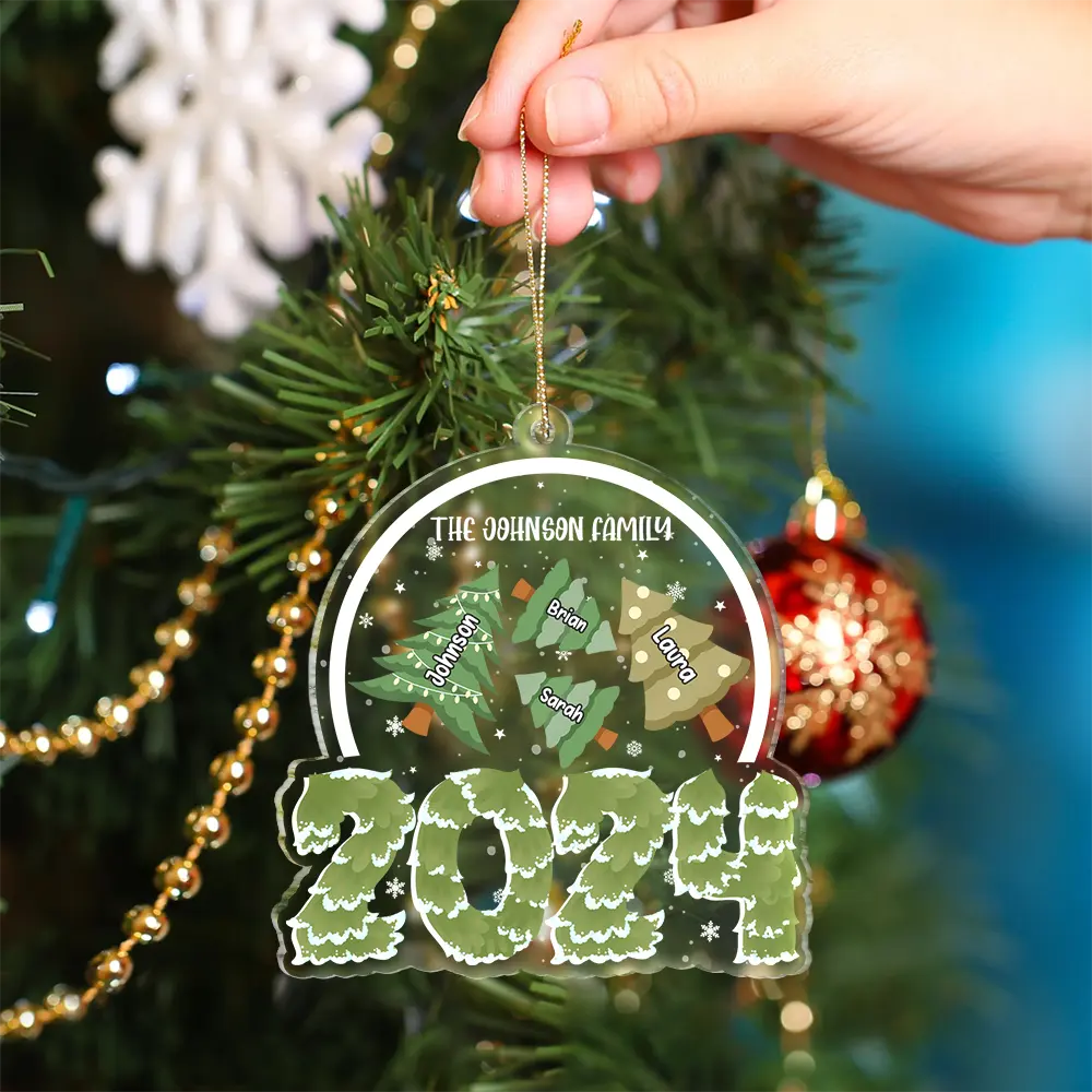 Family Christmas Tree - Personalized Custom Shaped Acrylic Ornament ORNA1210