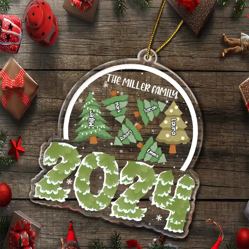 Family Christmas Tree - Personalized Custom Shaped Acrylic Ornament ORNA1210