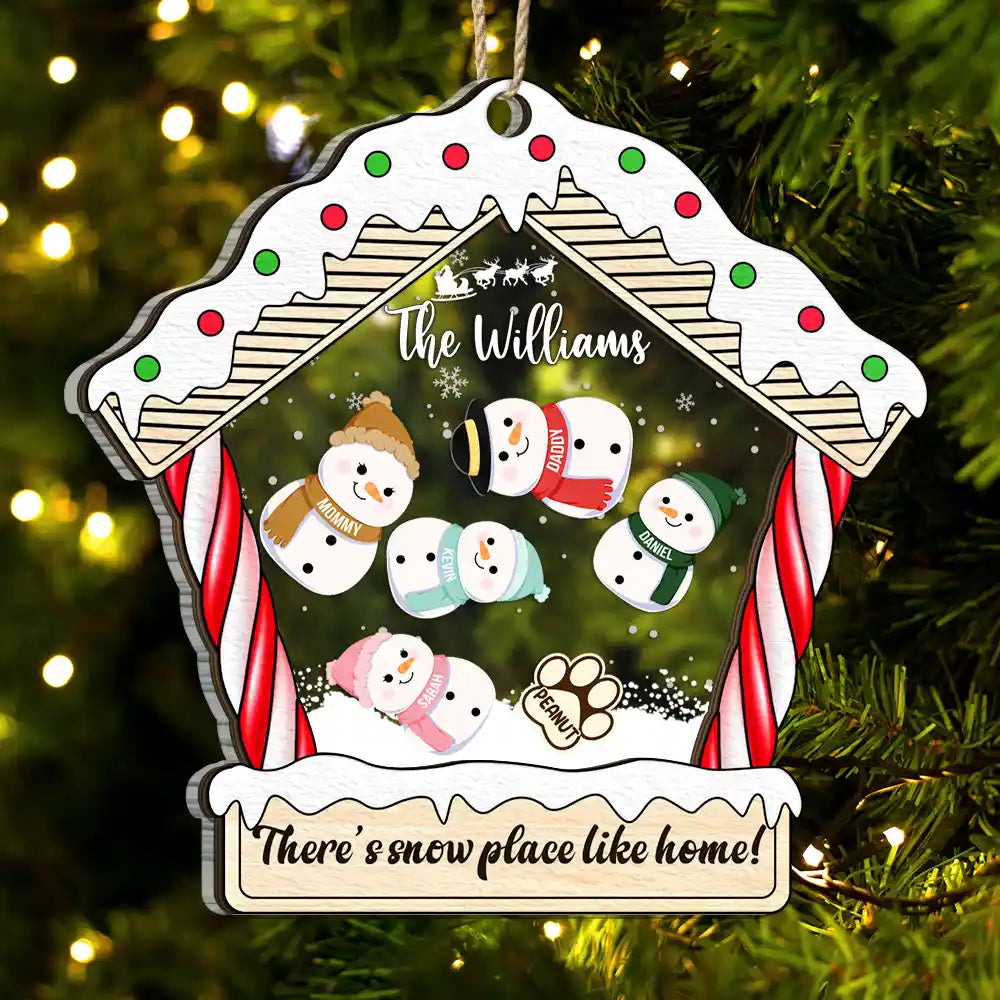 Christmas Snowman Family There's Snow Place Like Home - Personalized 2-Layered Mix Ornament ORNA1210