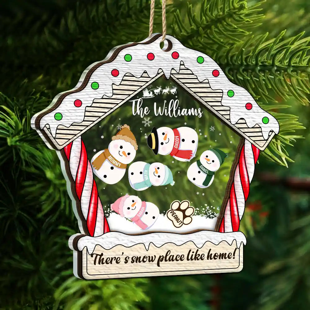 Christmas Snowman Family There's Snow Place Like Home - Personalized 2-Layered Mix Ornament ORNA1210