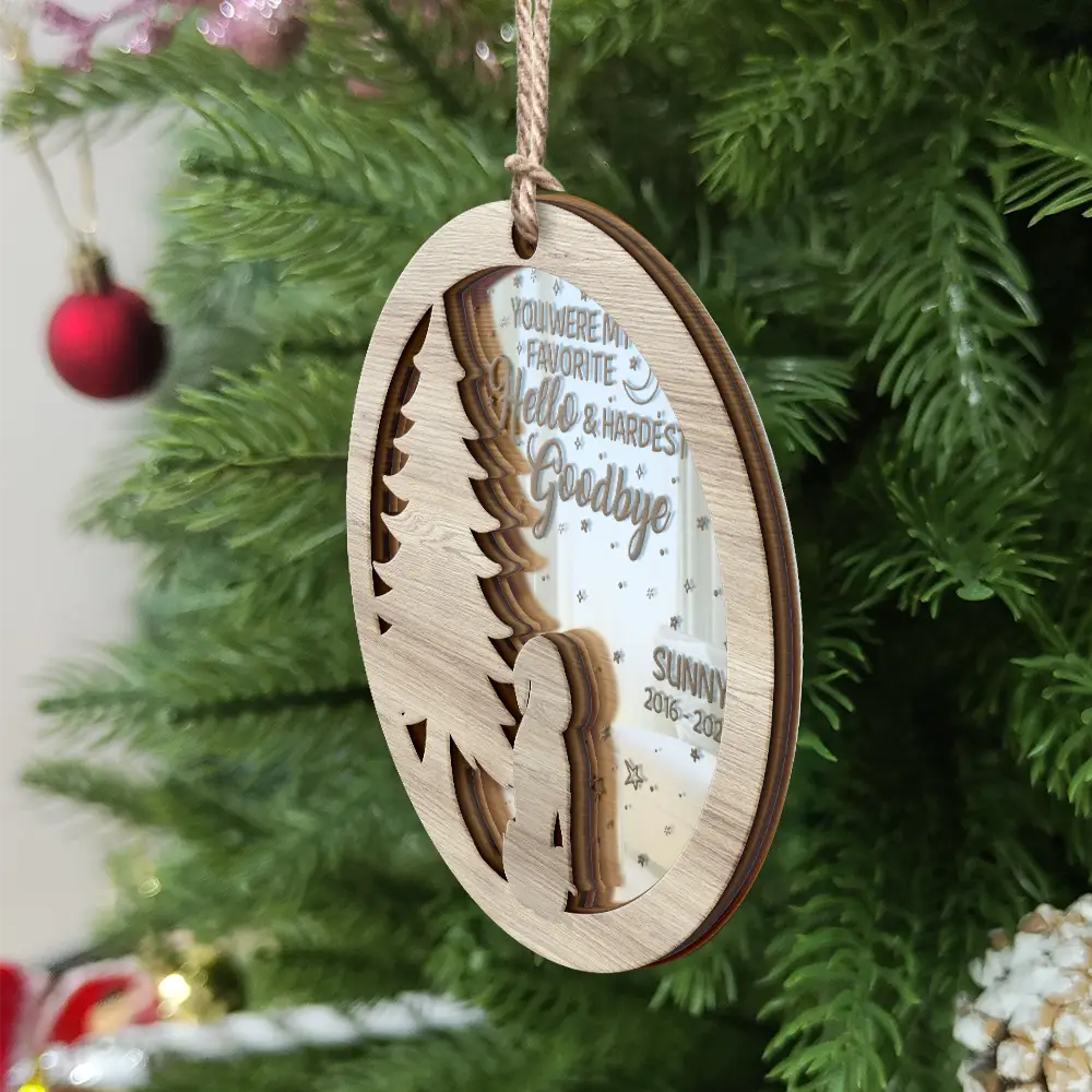 Memorial Dog Sending Christmas Wishes Over The Rainbow Bridge - Personalized Mirror Ornament ORNA1210