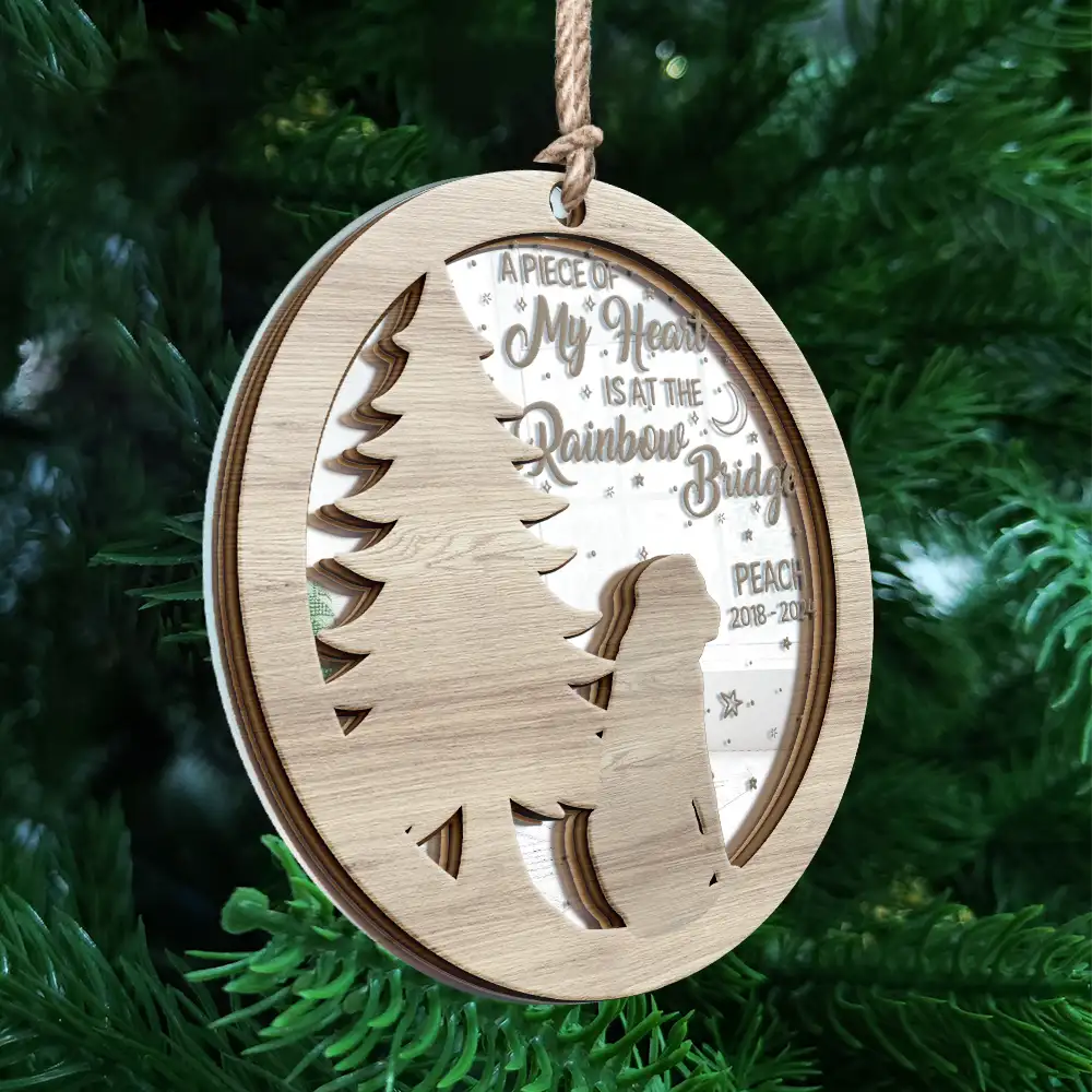 Memorial Dog Sending Christmas Wishes Over The Rainbow Bridge - Personalized Mirror Ornament ORNA1210